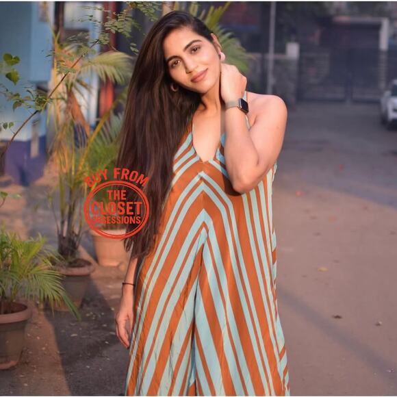 MANGO Striped Satin Crossover Maxi Dress NWT 🧡 - Picture 10 of 16